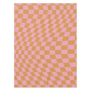 Check Pink Mustard Chequered Pattern Chequerboard Tablecloth