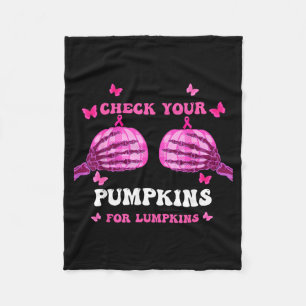 Check Pumpkins Breast Cancer Awareness Halloween Fleece Blanket