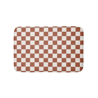 Check Rust Chequered Terracotta Chequerboard Bath Mat