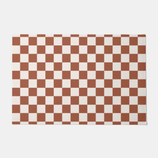 Check Rust Chequered Terracotta Chequerboard Doormat