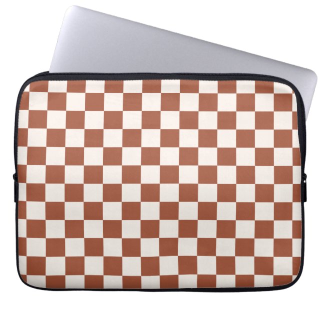 Check Rust Chequered Terracotta Chequerboard Laptop Sleeve (Front)