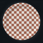 Check Rust Chequered Terracotta Chequerboard Paper Plate<br><div class="desc">Chequered Pattern – Earth tones terracotta chequerboard.</div>
