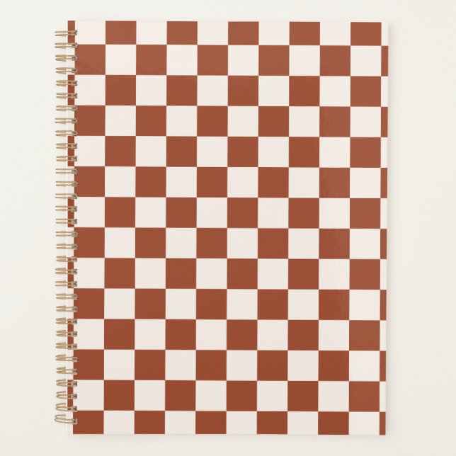 Check Rust Chequered Terracotta Chequerboard Planner (Front)