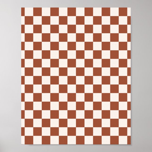 Check Rust Chequered Terracotta Chequerboard Poster (Front)
