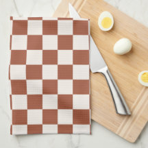 Check Rust Chequered Terracotta Chequerboard Tea Towel