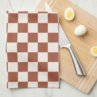 Check Rust Chequered Terracotta Chequerboard Tea Towel