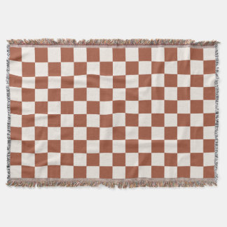 Check Rust Chequered Terracotta Chequerboard Throw Blanket