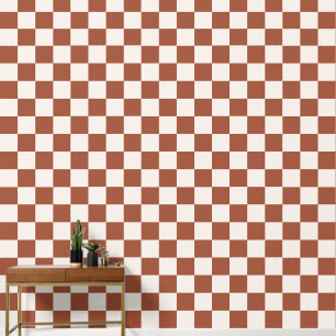 Check Rust Chequered Terracotta Chequerboard Wallpaper