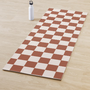 Check Rust Chequered Terracotta Chequerboard Yoga Mat