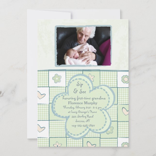 Check Sip and See Photo Invitation (Front)