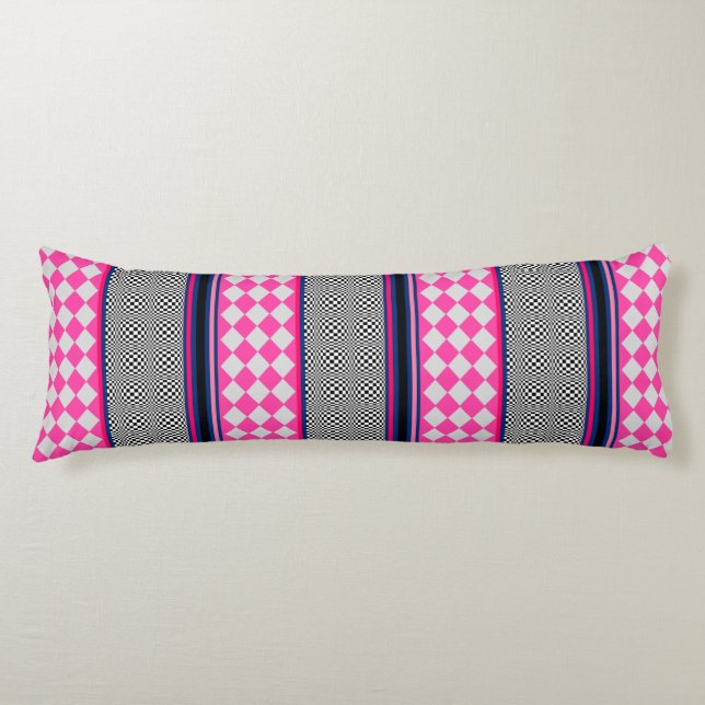 Check Stripes Harlequin Mixed Pattern Design Body Cushion (Front)
