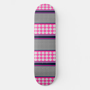 Check Stripes Harlequin Mixed Pattern Design Skateboard