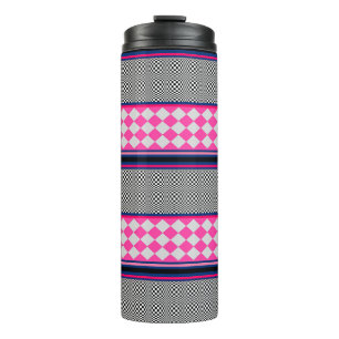Check Stripes Harlequin Mixed Pattern Design Thermal Tumbler