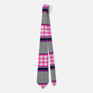 Check Stripes Harlequin Mixed Pattern Design Tie