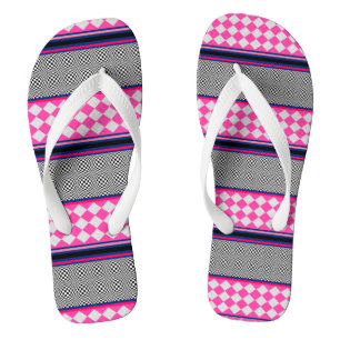 Check Stripes Kite Mixed Pattern Design Flip Flops