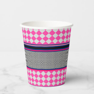 Check Stripes Kite Mixed Pattern Design Paper Cups