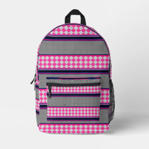 Check Stripes Kite Mixed Pattern Design Printed Backpack