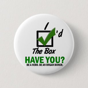Check The Box Be An Organ Donor 2 6 Cm Round Badge