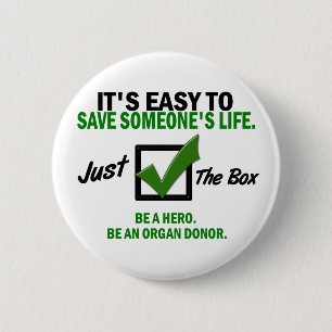 Check The Box Be An Organ Donor 5 6 Cm Round Badge