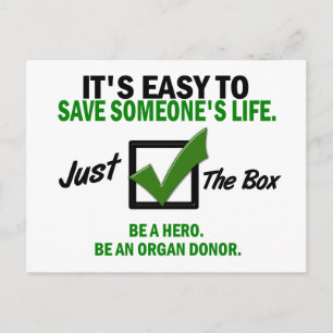 Check The Box Be An Organ Donor 5 Postcard