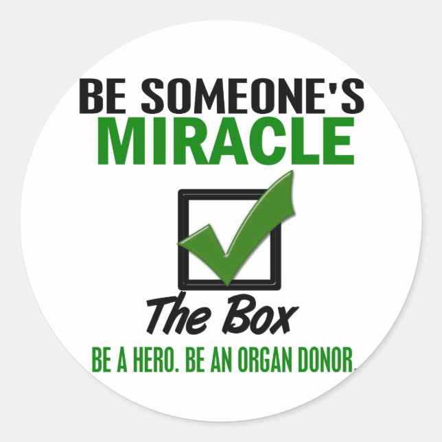Check The Box Be An Organ Donor 6 Classic Round Sticker (Front)