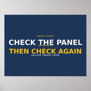 Check the Panel Then Check Again — Electrician Saf Poster