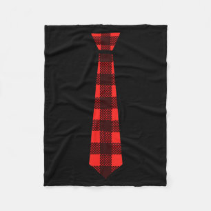 Check Tie Red Buffalo Plaid Christmas Funny Valent Fleece Blanket