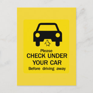 Check Under Car Sign, Australia Postcard
