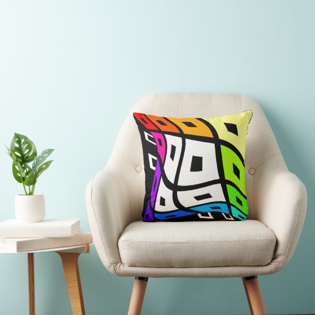 Check Wavy Brain Thinking - Rainbow Cushion (Chair)