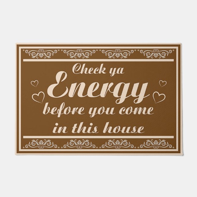 Check Ya Energy Doormat, Vintage Mat Gift (Front)