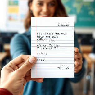 Check Yes or No Notepaper Bridesmaid Proposal 
