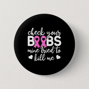 Check Your Boo Bees Breast Cancer Awareness Fight 6 Cm Round Badge