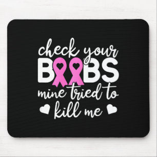 Check Your Boo Bees Breast Cancer Awareness Fight Mouse Mat