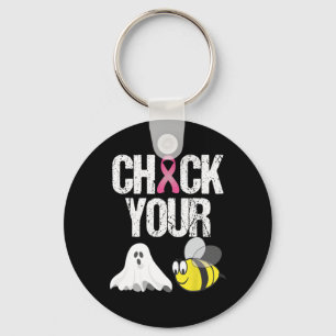 Check Your Boo Bees Fun Breast Cancer Halloween Gi Key Ring