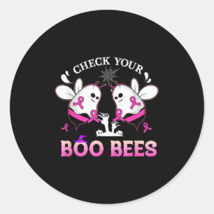 Check Your Boo Bees Funny Breast Cancer Halloween  Classic Round Sticker