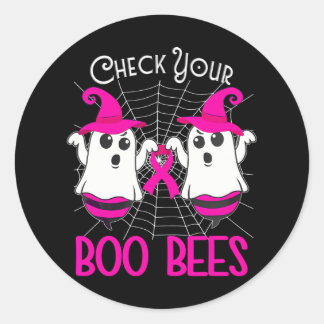 Check Your Boo Bees Funny Breast Cancer Halloween Classic Round Sticker