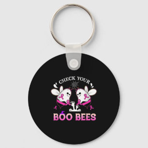 Check Your Boo Bees Funny Breast Cancer Halloween  Key Ring