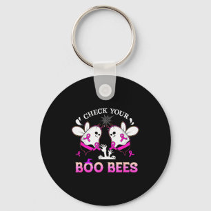 Check Your Boo Bees Funny Breast Cancer Halloween  Key Ring