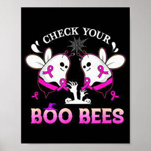 Check Your Boo Bees Funny Breast Cancer Halloween  Poster