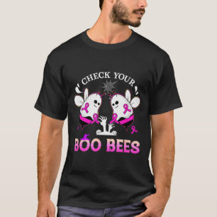 Check Your Boo Bees Funny Breast Cancer Halloween  T-Shirt