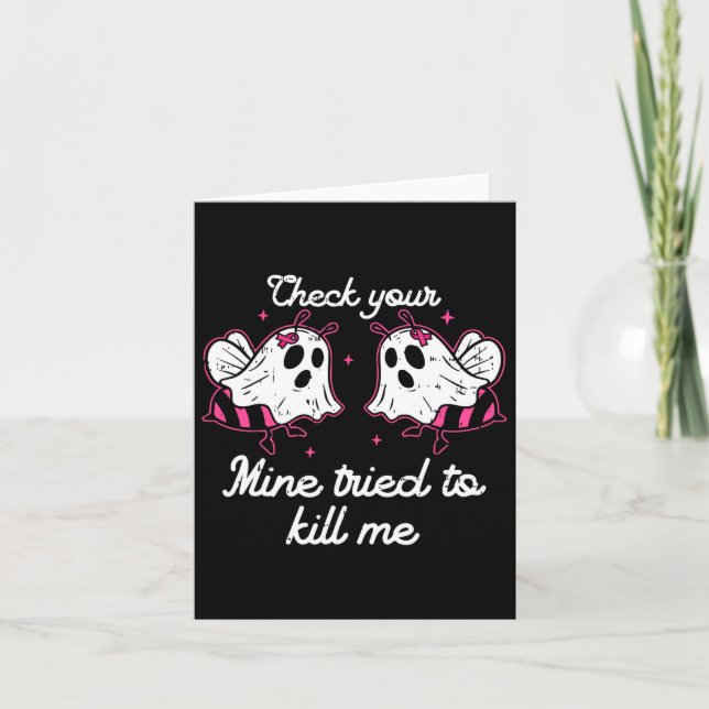 Check Your Boo Bees Pink Ribbon Gift  Card (Front)