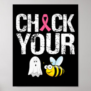 Check Your Boo Bees Shirt Funny Breast Cancer Hall Poster