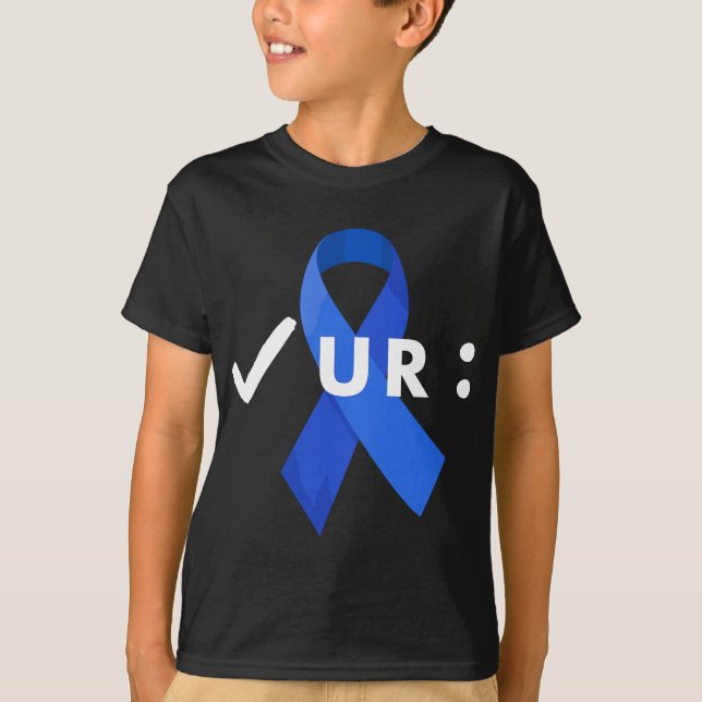 Check Your Colon, Colonoscopies. Colon Cancer Awar T-Shirt (Front)