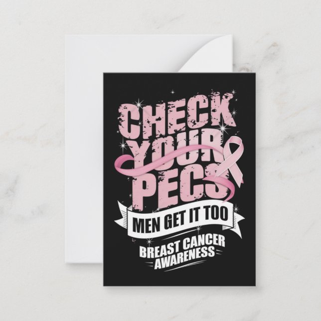 Check Your Pecs Men Breast Cancer Awareness Card (Front)