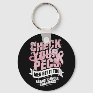 Check Your Pecs Men Breast Cancer Awareness Key Ring