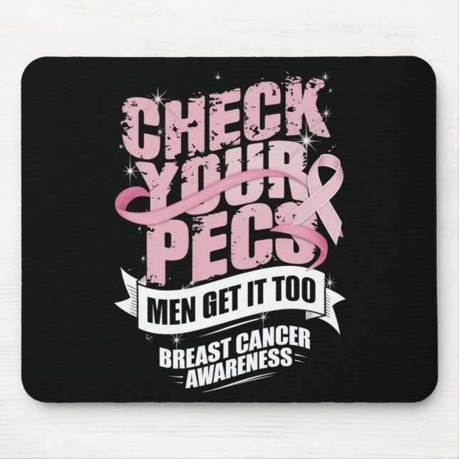 Check Your Pecs Men Breast Cancer Awareness Mouse Mat (Front)