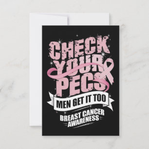 Check Your Pecs Men Breast Cancer Awareness Thank You Card