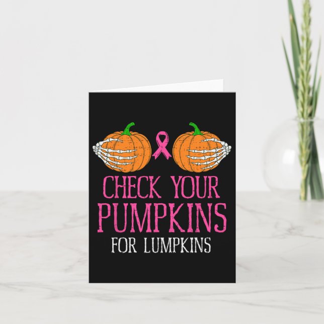 Check Your Pumpkins Breast Cancer Awareness Hallow Card (Front)