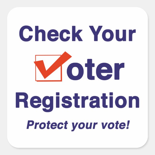 Check Your Voter Registration 2022 Election Square Sticker (Front)