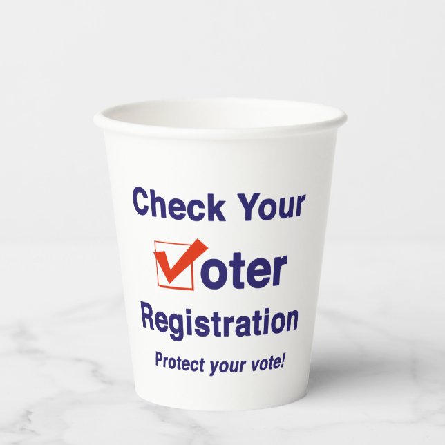 Check Your Voter Registration 2024 Election Paper Cups (Front)